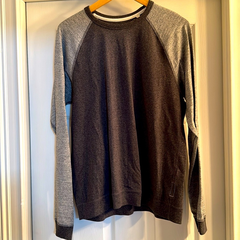 Rag &‎ Bone Black & Gray Colorblock Raglan Sleeve Sweatshirt Shirt Men’s L NWOT